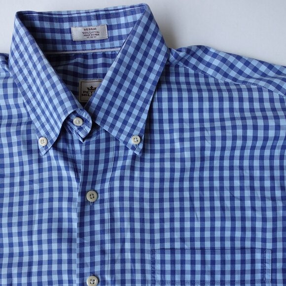 Peter Millar Button Down Shirt Cotton Blue Check Long Sleeve Men's Size M - Picture 7 of 13